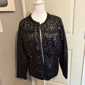 Chico's Black Blazer with Textured Animal Print